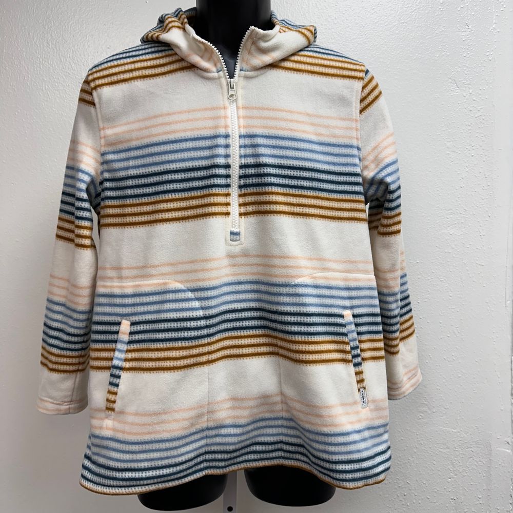 O'Neill Women's Half Zip Polar Surf Beach Cream/Blue/Brown Soft Fleece Hoodie Sm